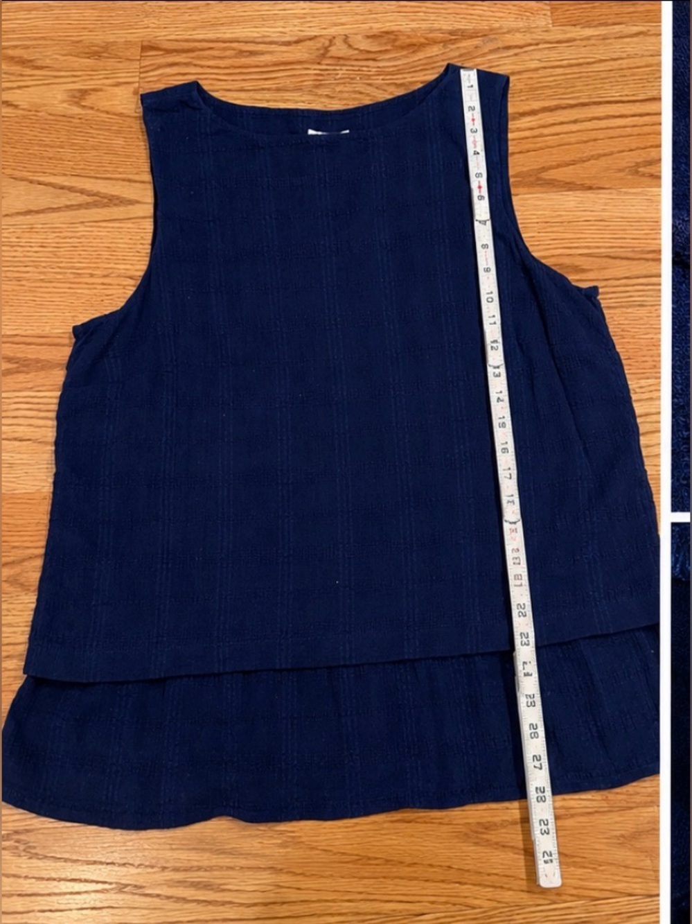 J. Jill Sleeveless Tunic Top Large Navy 100% Cotton Textured - Picture 3 of 6